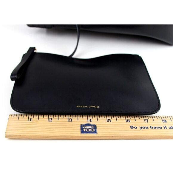 MANSUR GAVRIEL BLACK PINK GENUINE LEATHER DRAWSTRING X-BODY SHOULDER BAG + POUCH - Picture 14 of 16